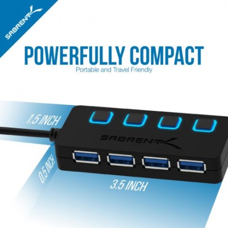 Sabrent USB De 4 Puertos 3.0 Hub Con Interruptores Individuales De Energía Y LEDs (HB-UM43 - Foto 8