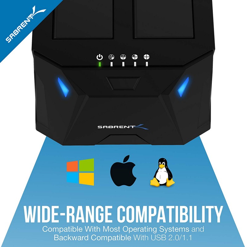 Docking Station USB 3.0 Sabrent A 4 Baie Per Dischi 2.5" HDD/SSD, Con Ventola, Modello DS-4SSD